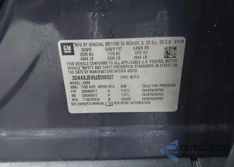 2018 Chevrolet Equinox Lt from USA, damaged, VIN 3GNAXJEV8JS586507